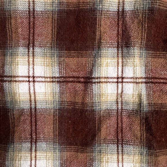 Vintage 911 Brown Plaid‎ Flannel Shirt Mens L 70s Chest Flap Pockets Soft Button - Picture 5 of 6